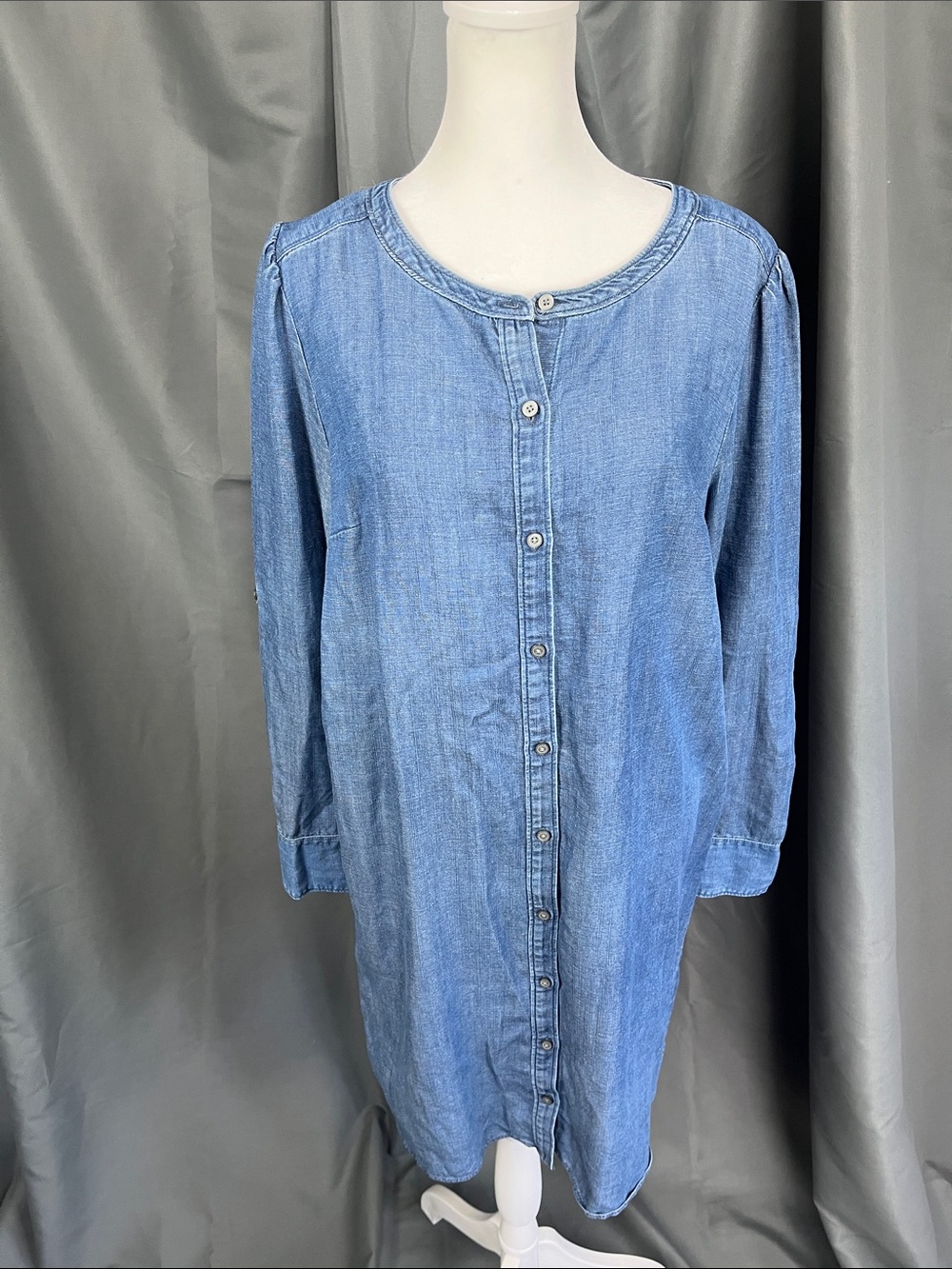 LOFT Light Blue Denim Midi Shirt Dress